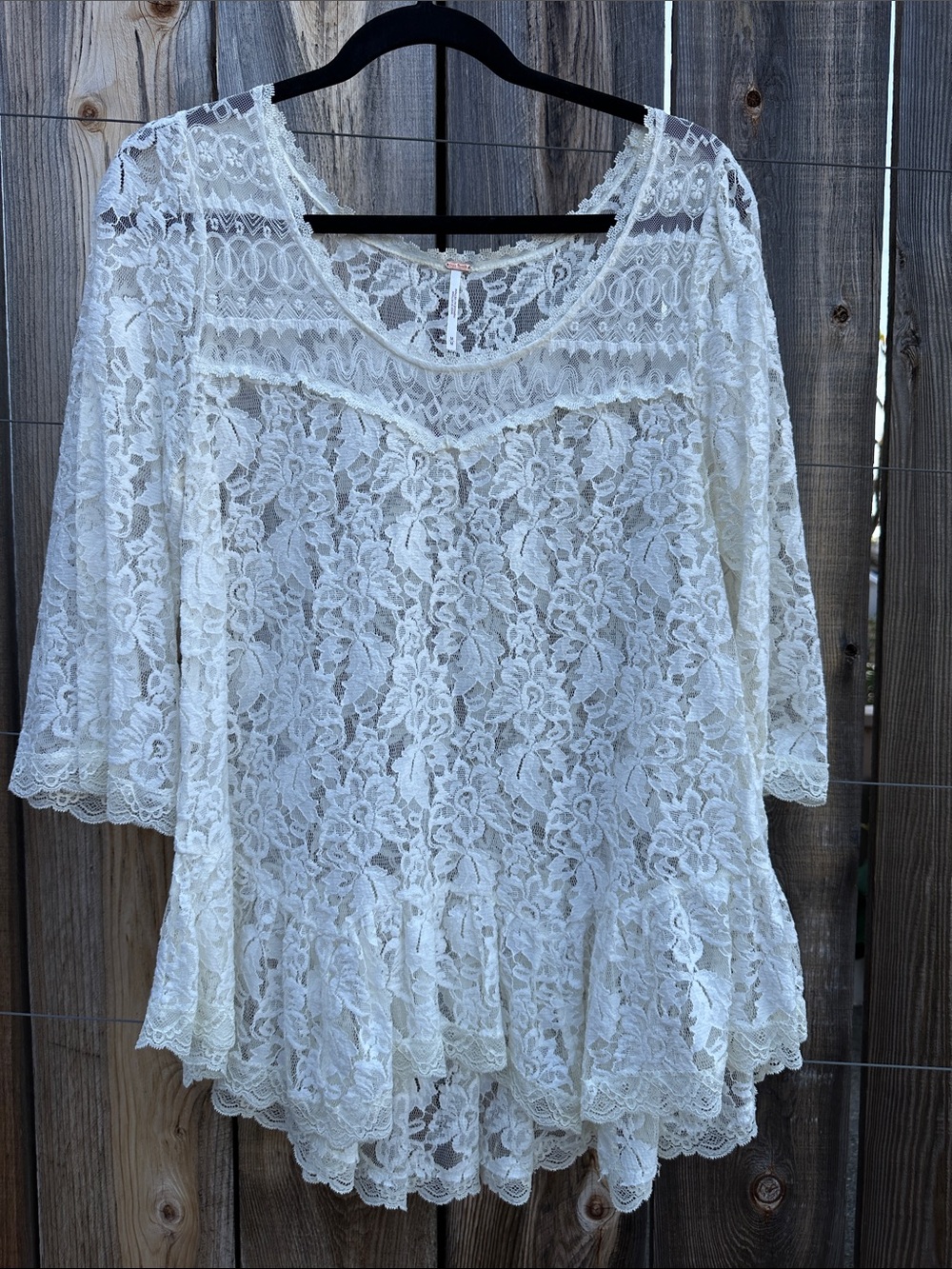 Free People Cream Lace Tunic with Rose Gold Tag